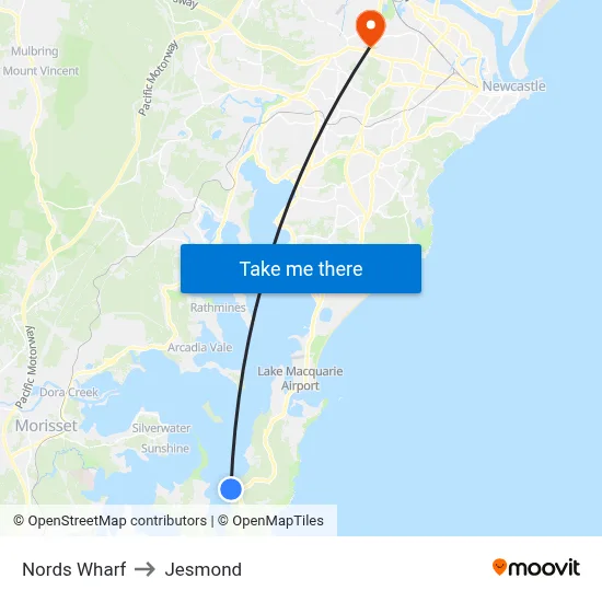 Nords Wharf to Jesmond map