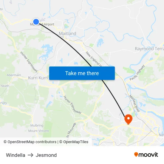 Windella to Jesmond map