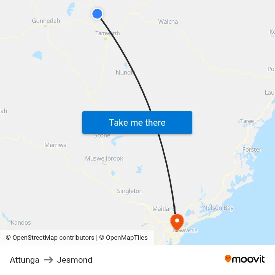 Attunga to Jesmond map