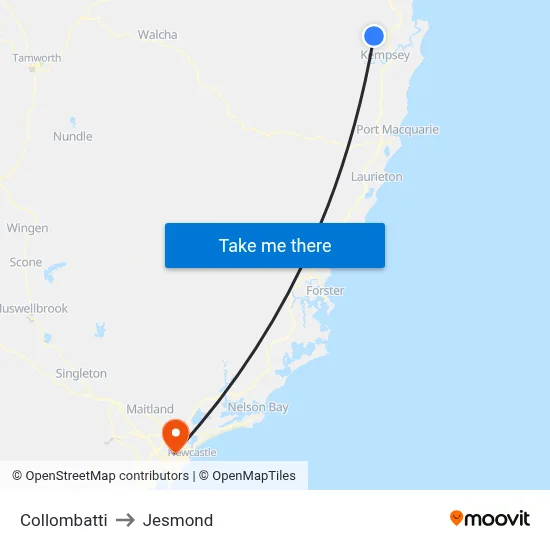 Collombatti to Jesmond map