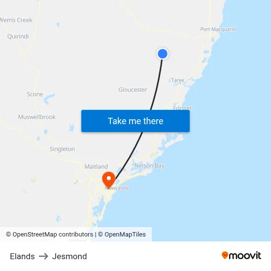 Elands to Jesmond map