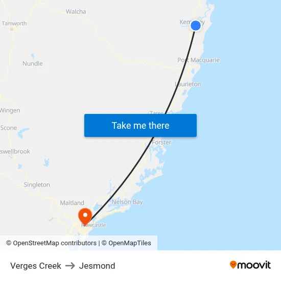 Verges Creek to Jesmond map