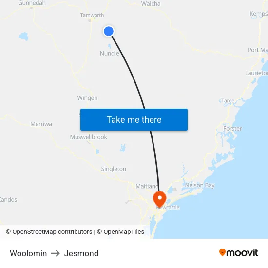 Woolomin to Jesmond map