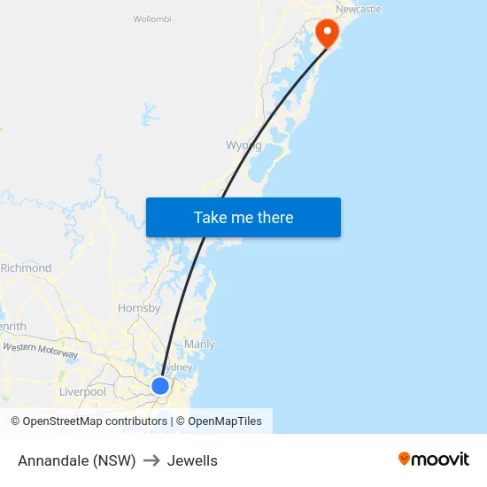 Annandale (NSW) to Jewells map