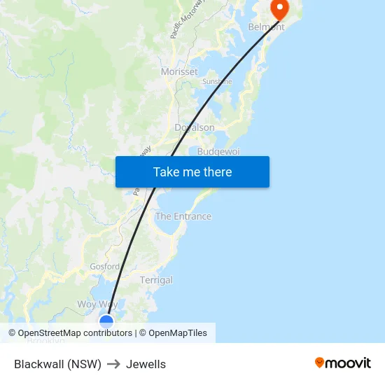 Blackwall (NSW) to Jewells map