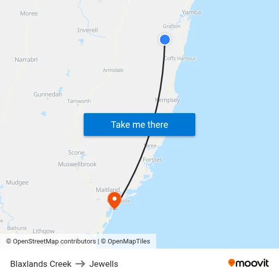 Blaxlands Creek to Jewells map
