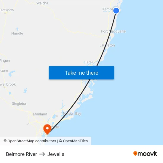 Belmore River to Jewells map