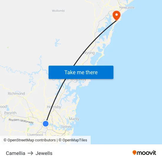 Camellia to Jewells map