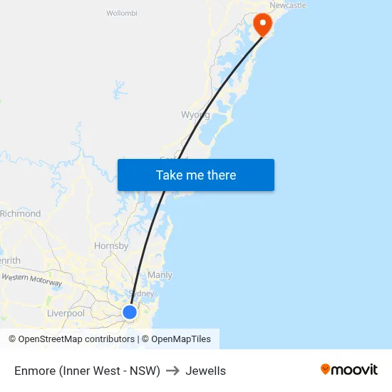 Enmore (Inner West - NSW) to Jewells map