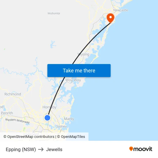 Epping (NSW) to Jewells map
