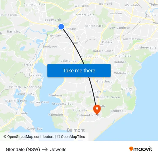 Glendale (NSW) to Jewells map