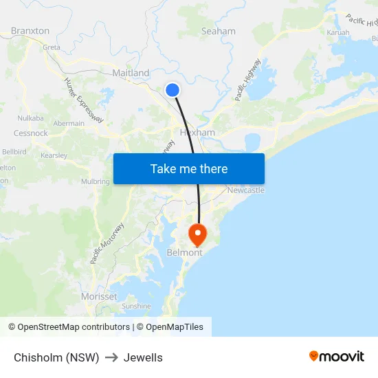 Chisholm (NSW) to Jewells map