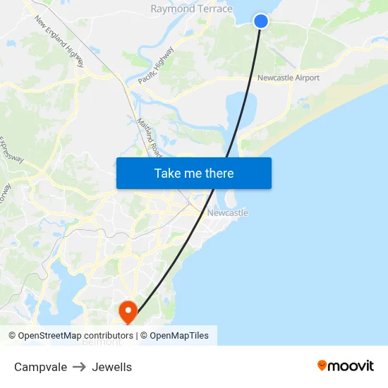 Campvale to Jewells map