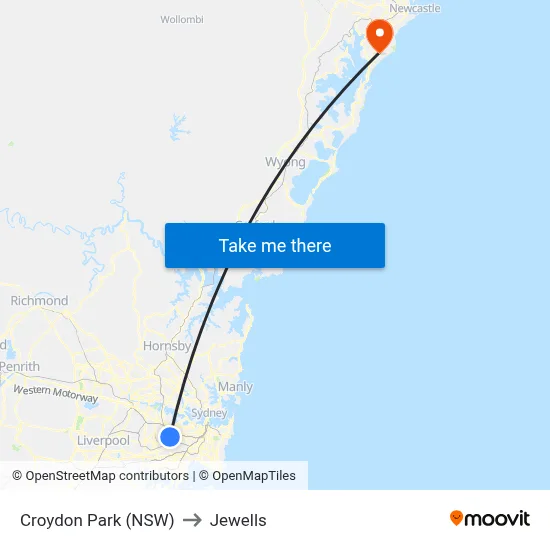 Croydon Park (NSW) to Jewells map