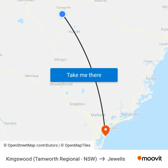 Kingswood (Tamworth Regional - NSW) to Jewells map