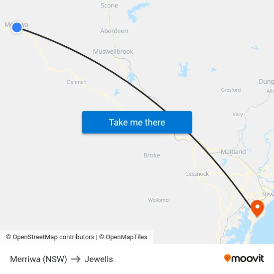 Merriwa (NSW) to Jewells map