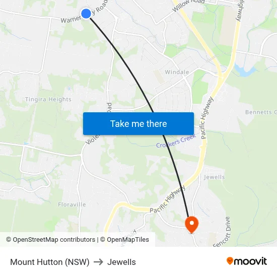 Mount Hutton (NSW) to Jewells map