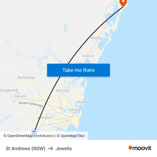 St Andrews (NSW) to Jewells map