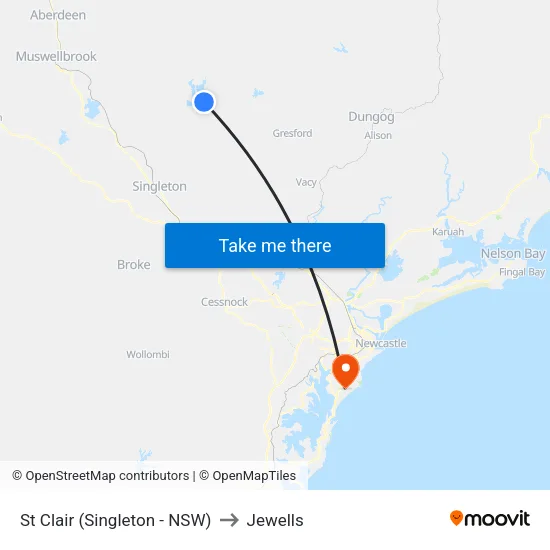 St Clair (Singleton - NSW) to Jewells map