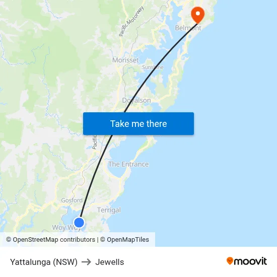 Yattalunga (NSW) to Jewells map