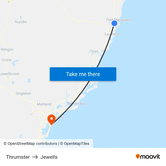 Thrumster to Jewells map