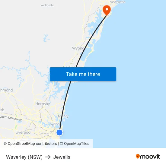 Waverley (NSW) to Jewells map