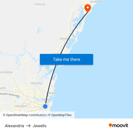 Alexandria to Jewells map