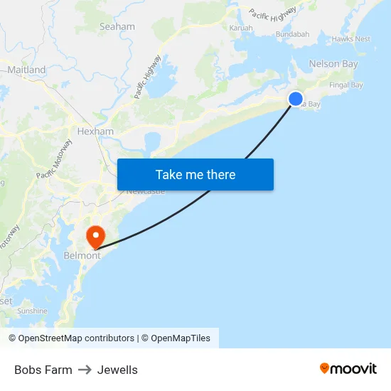 Bobs Farm to Jewells map