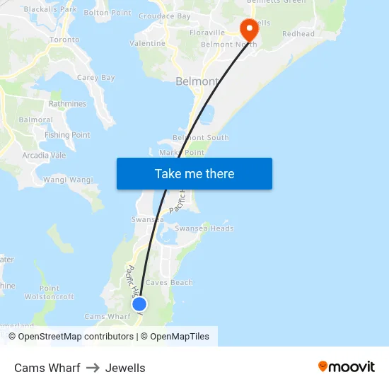 Cams Wharf to Jewells map