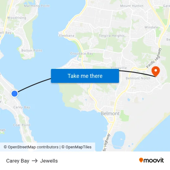 Carey Bay to Jewells map