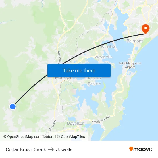Cedar Brush Creek to Jewells map