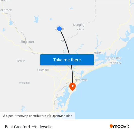 East Gresford to Jewells map