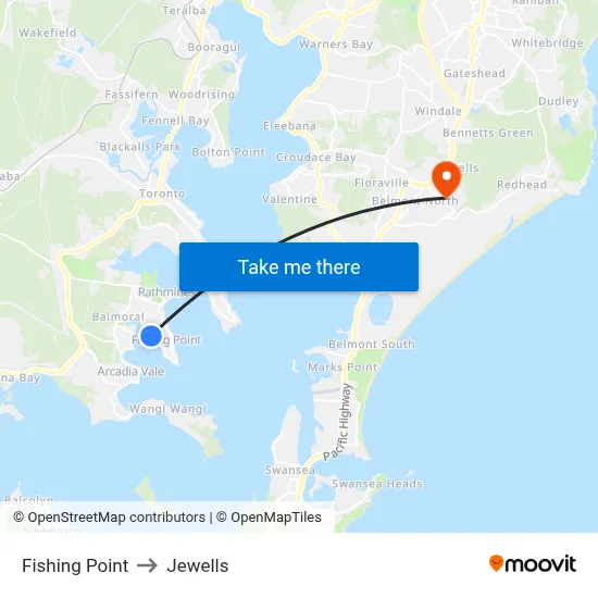 Fishing Point to Jewells map