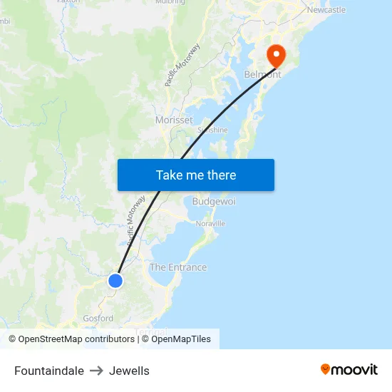 Fountaindale to Jewells map