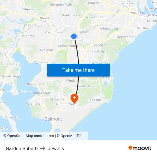 Garden Suburb to Jewells map