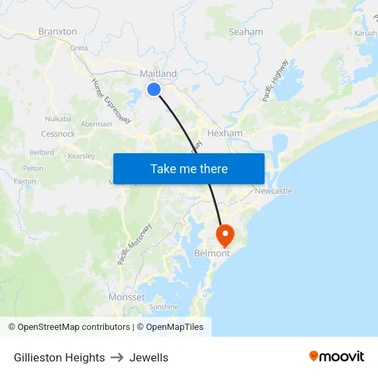 Gillieston Heights to Jewells map