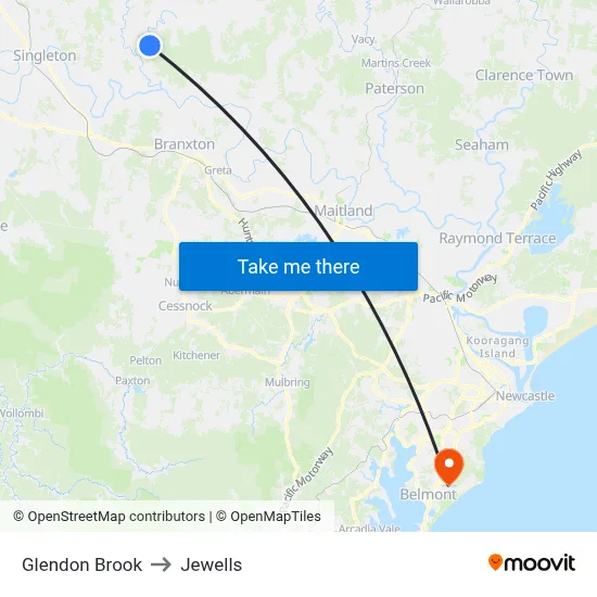Glendon Brook to Jewells map