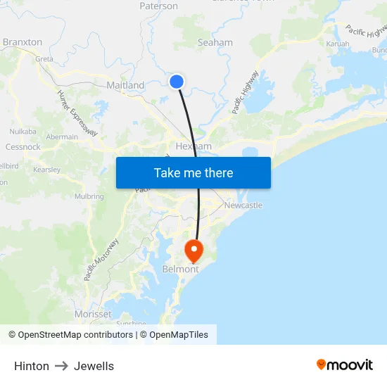 Hinton to Jewells map