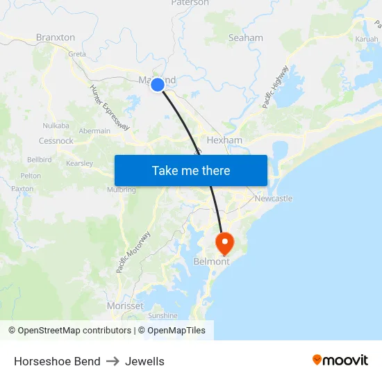 Horseshoe Bend to Jewells map