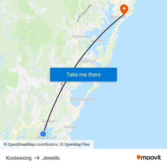 Koolewong to Jewells map