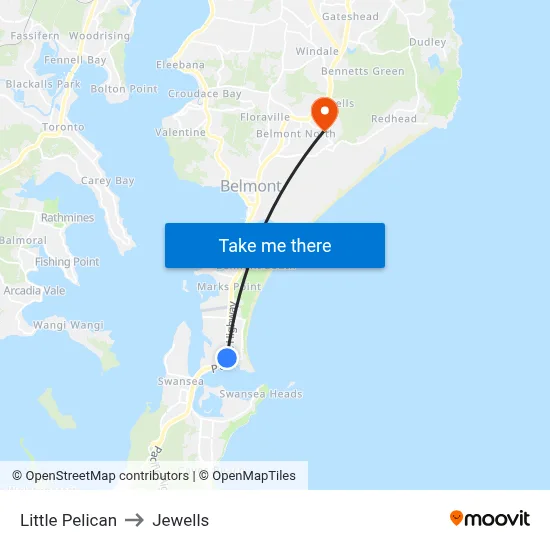 Little Pelican to Jewells map