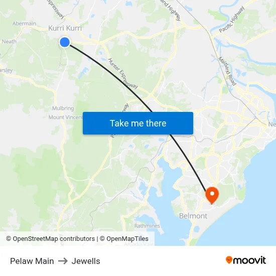 Pelaw Main to Jewells map