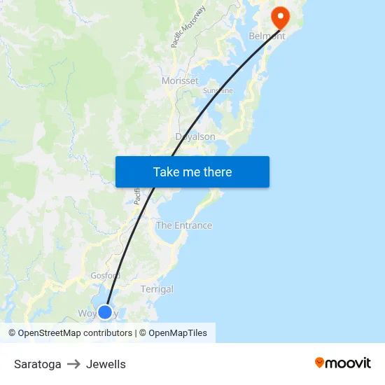 Saratoga to Jewells map