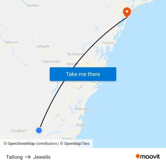 Tallong to Jewells map