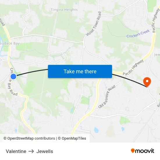 Valentine to Jewells map