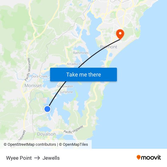 Wyee Point to Jewells map