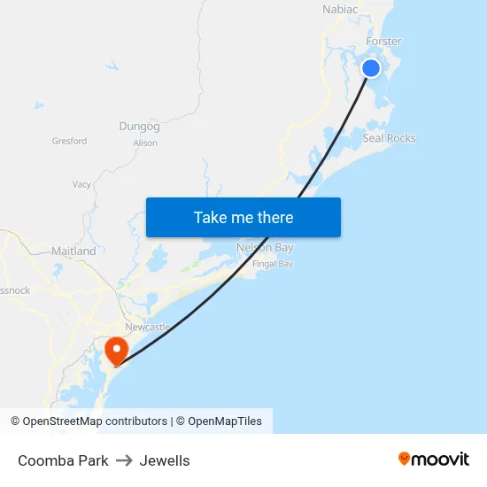 Coomba Park to Jewells map