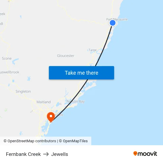Fernbank Creek to Jewells map