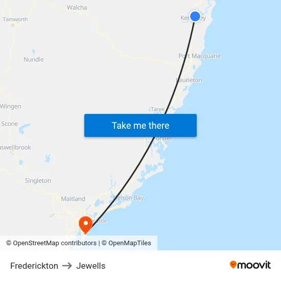 Frederickton to Jewells map