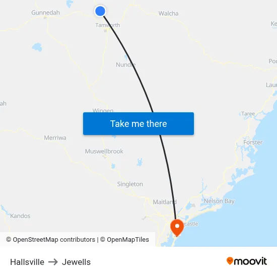 Hallsville to Jewells map